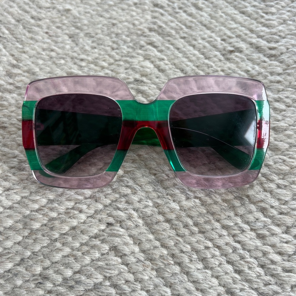 Stylish Oversized Pink and Green Sunglasses